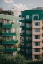 Modern apartment buildings in a green residential area in the city