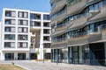 Modern apartment buildings in a housing development area Royalty Free Stock Photo