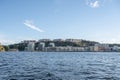 Modern apartment buildings at the Stockholm waterfront in the district Nacka Strand. Stockholm, Sweden Royalty Free Stock Photo