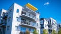 Modern apartment buildings on a sunny day with a blue sky. Facade of modern apartment. AI Generative Royalty Free Stock Photo