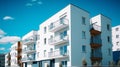 Modern apartment buildings on a sunny day with a blue sky. Facade of modern apartment. AI Generative Royalty Free Stock Photo