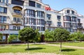 Modern apartment buildings on a sunny day with a blue sky Royalty Free Stock Photo