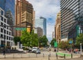 Modern Apartment Buildings in Vancouver British Columbia, Canada. Street View of downtown Vancouver with skyscrapers Royalty Free Stock Photo