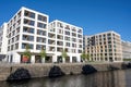 Modern apartment buildings at the waters edge