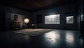 Modern apartment, empty stage, bright spotlight illuminates generated by AI