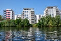 Modern apartment houses at the river Spree Royalty Free Stock Photo