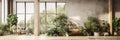 modern apartment interior in light colors, natural materials, eco concept, cozy with many house plants,copy space, mockup Royalty Free Stock Photo