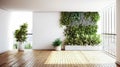 modern apartment interior in light colors, natural materials, eco concept, cozy with many house plants,copy space, mockup Royalty Free Stock Photo