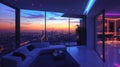 Modern Apartment Night View City Lights Sunset Royalty Free Stock Photo