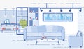 Modern Apartments Comfortable Interior Flat Vector