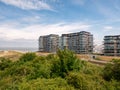 Modern apartments by Western Scheldt river, Breskens harbor, Zeeuws-Vlaanderen, Zeeland, Netherlands