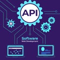 Modern API and Software Development Concept with Gear and Laptop Illustration Royalty Free Stock Photo