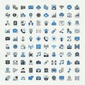 Modern app icon set digital technology communication icons collection white background Royalty Free Stock Photo