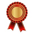 Blank award template - rosette with golden and red medal Royalty Free Stock Photo