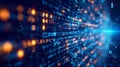 Modern Application Program Background with Abstract Computer Code and Binary Data Transfer in a Glowing Cybernetic Network Royalty Free Stock Photo
