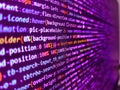 Modern application Source abstract algorithm concept. Closeup of Java Script and HTML code. Programming Javascript on laptop Royalty Free Stock Photo