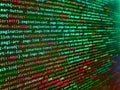 Modern application Source abstract algorithm concept. Hi-tech modern screen of data, digits and chars on monitor display. Letters Royalty Free Stock Photo