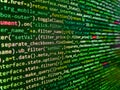 Modern application Source abstract algorithm concept. Lines of Html code visible. Developing programming and coding technologies. Royalty Free Stock Photo