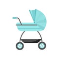 Modern aqua color baby stroller with additional basket