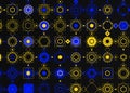 Retro Background with arabic inspiration decorative over black background with blue and golden shapes