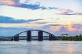 Modern arch bridge at the sunset Royalty Free Stock Photo