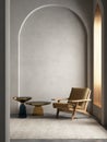 Modern arches interior composition with armchair and decor. Royalty Free Stock Photo