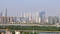 The modern architectural complex next to West Lake Park