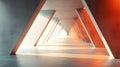 modern architectural corridor with triangular shapes and dynamic light and shadow., ai generative Royalty Free Stock Photo