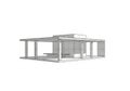 Modern architectural drawing of a minimalist structure features a flat roof and open layout. Royalty Free Stock Photo