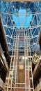 Modern Architectural, interior and commercial design. Overhead view of a contemporary business lobby and elevator. Royalty Free Stock Photo