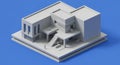 Modern Architectural Model with Minimalist Design and Blue Background Royalty Free Stock Photo