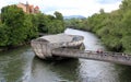 Murinsel, a floating platform and pedestrian bridge on the Mur River in Graz, Austria Royalty Free Stock Photo