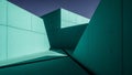 Modern architectural structure with sharp geometric angles and teal color palette Royalty Free Stock Photo