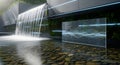 Futuristic Waterfall Data Visualization, Modern Architecture Royalty Free Stock Photo