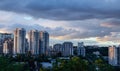 Modern architecture of a big city on a warm summer evening Royalty Free Stock Photo