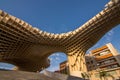 SEVILLE, ANDALUSIA / SPAIN - OCTOBER 13 2017: MODERN ARCHITECTURE AND BLUE SKY