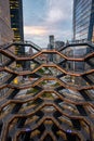Modern architecture building Vessel spiral staircase is the centerpiece of the Hudson Yards in New York City