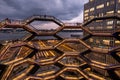 Modern architecture building Vessel spiral staircase is the centerpiece of the Hudson Yards in New York City