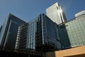 Modern architecture in Canary Wharf London England with amazing skyscrapers of financial leaders companies buildings Royalty Free Stock Photo