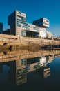 Modern architecture in Cascais, Portugal. Piscina Oceanica Alberto Romano reflection