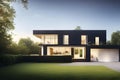 Modern architecture design illustration - modern villa in nature