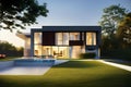 Modern architecture design illustration - modern villa in nature