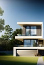 Modern architecture design illustration - modern villa in nature