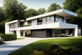 Modern architecture design illustration - modern villa in nature