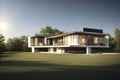 Modern architecture design illustration - modern villa in nature