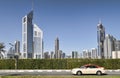Modern architecture of Dubai on the main streets