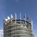 modern architecture of european union parliament with flags of members in france Strasbourg Royalty Free Stock Photo