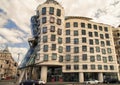 Modern architecture exterior. The Dancing House building in Prague, Czech Republic.