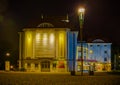 Modern architecture in the German city of Dresden in the evening