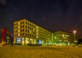 Modern architecture in the German city of Dresden in the evening